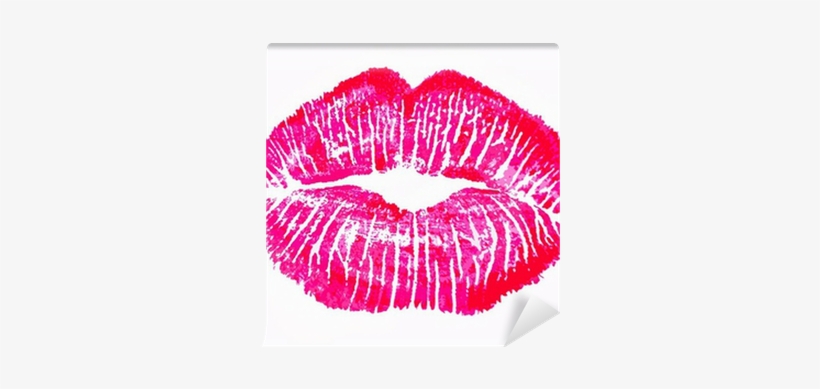 Kiss Lips Lip Print Pink Red Mouth Wall Mural • Pixers® - Blue Lip Print Tattoo, transparent png #1010680