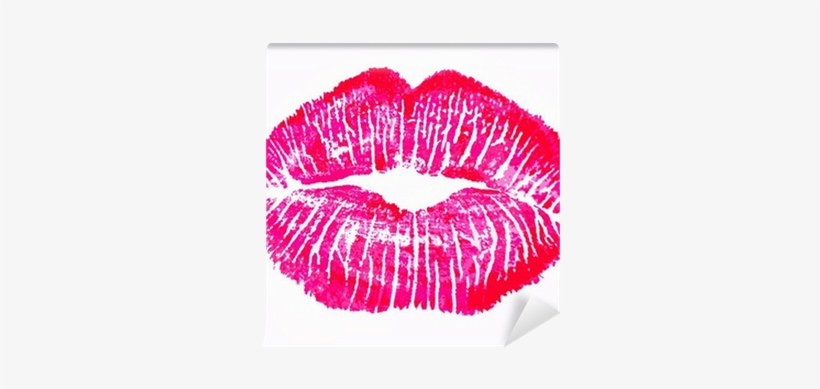 Kiss Lips Lip Print Pink Red Mouth Wall Mural • Pixers® - Blue Lip Print Tattoo, transparent png #1010680