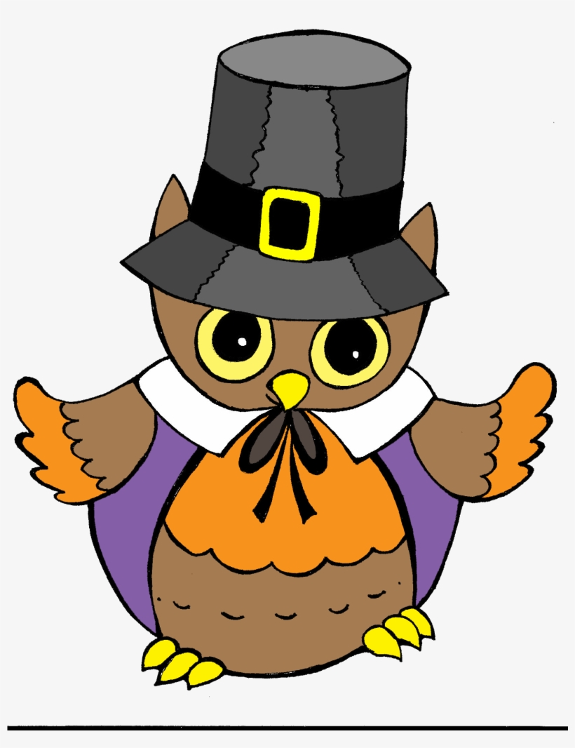 Pilgrim Owl Thanksgiving Clipart - Clip Art, transparent png #1011069