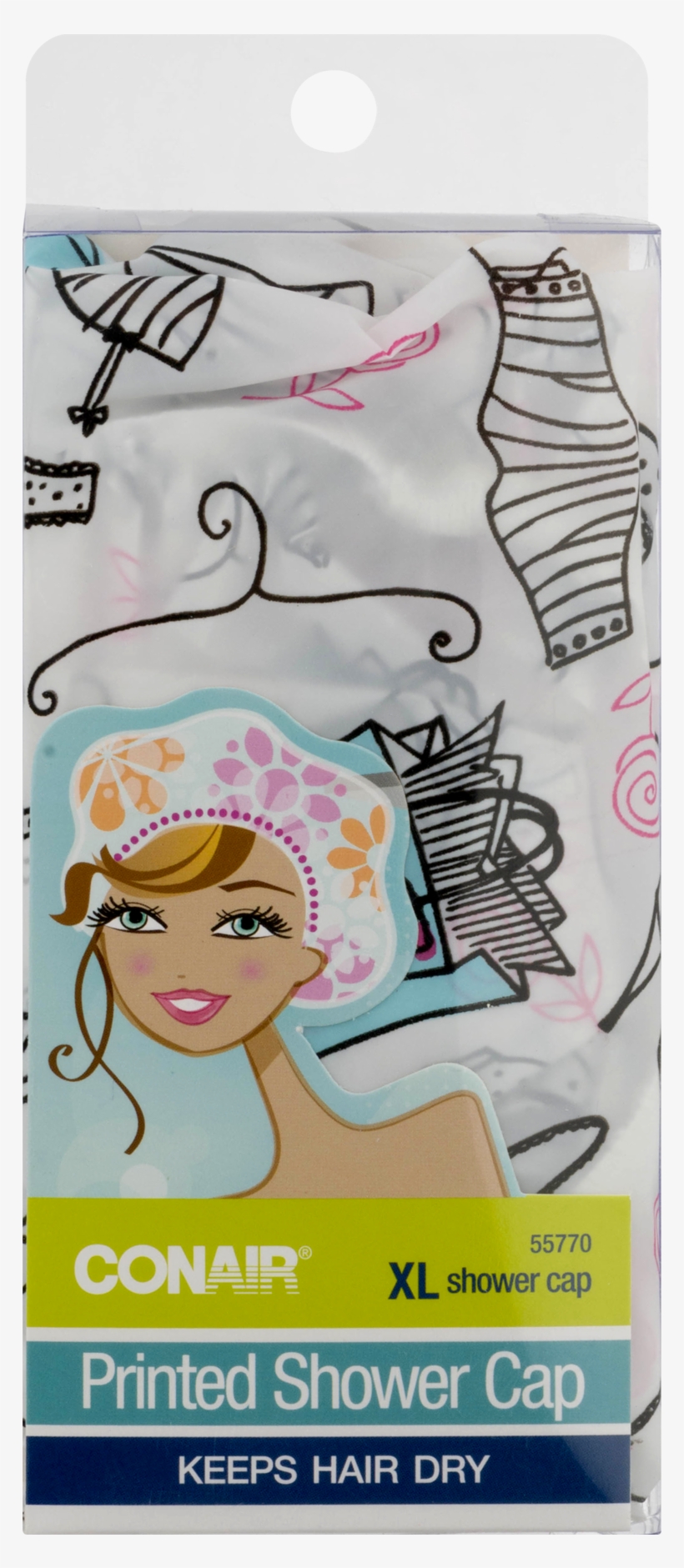 Conair Printed Xl Shower Cap, Keeps Hair Dry, transparent png #1011294