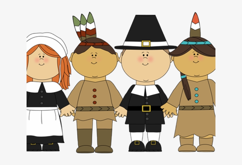 Indians Clipart Pilgrims - Cartoon Pilgrims And Indians, transparent png #1011466