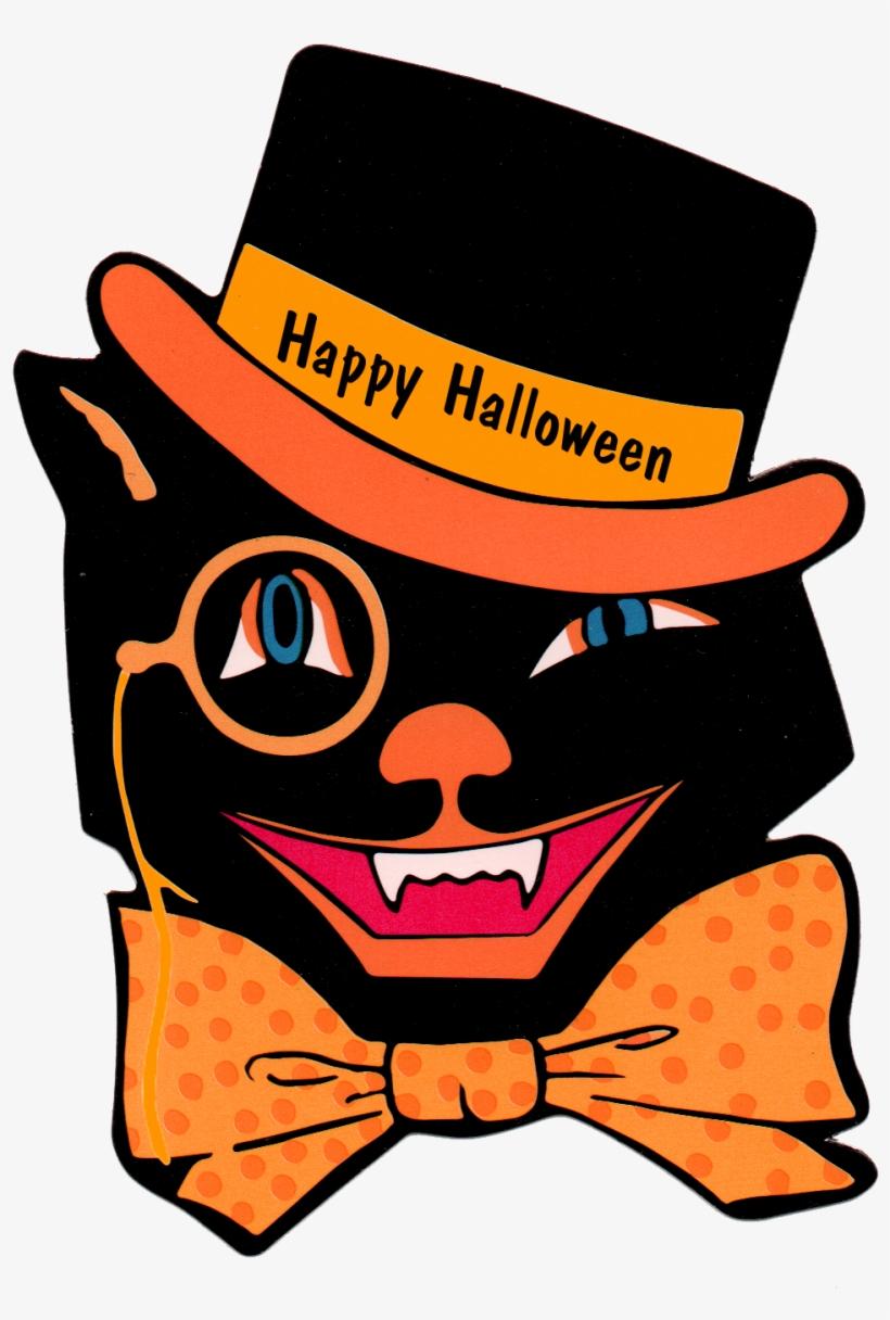 Free - Vintage Halloween Black Cats, transparent png #1011485