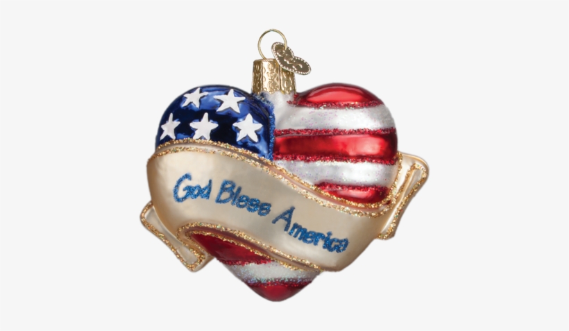 Christmas Ornament - Old World Christmas God Bless America Heart Ornament, transparent png #1011746