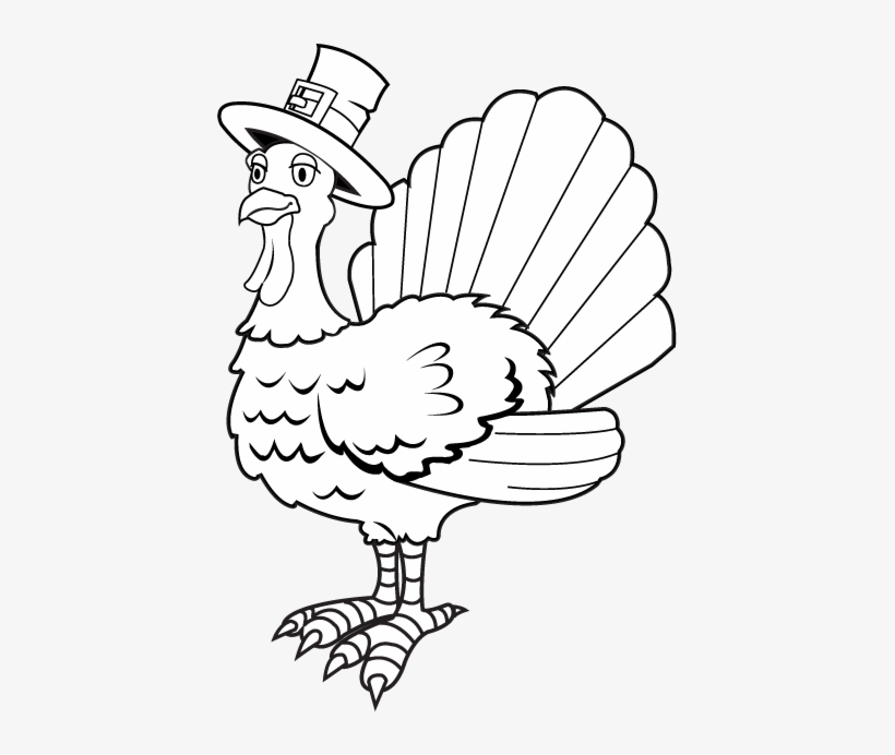 A Large Turkey With A Pilgrim Hat - Thanksgiving Turkey Black Background, transparent png #1011907