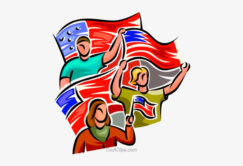 People Waving American Flags Royalty Free Vector Clip - Royalty-free, transparent png #1012472