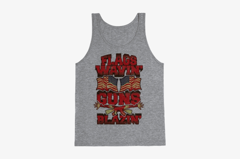 Flags Waving Guns Blazing Tank Top - Weightlifting Unicorn, transparent png #1012519