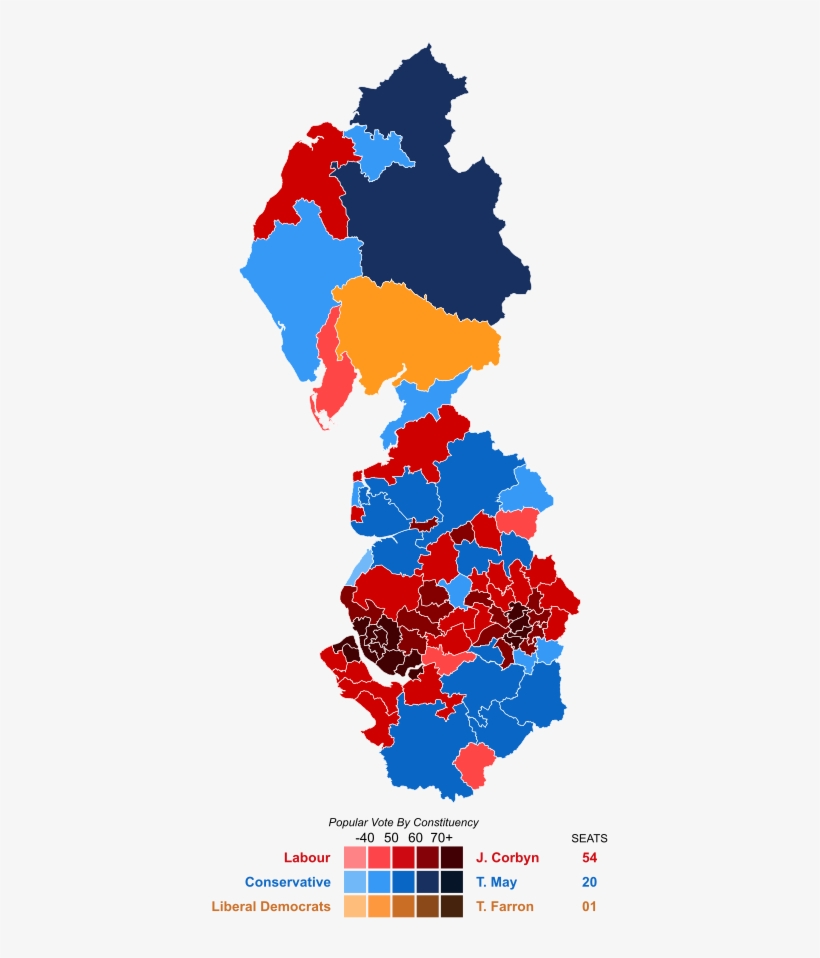 General Election Results In - Map Of Brexit Vote North West, transparent png #1013197