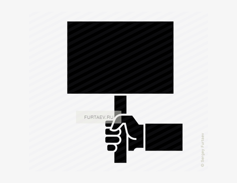Vector Icon Of Hand Holding Blank Banner - Placard With Hand, transparent png #1014664