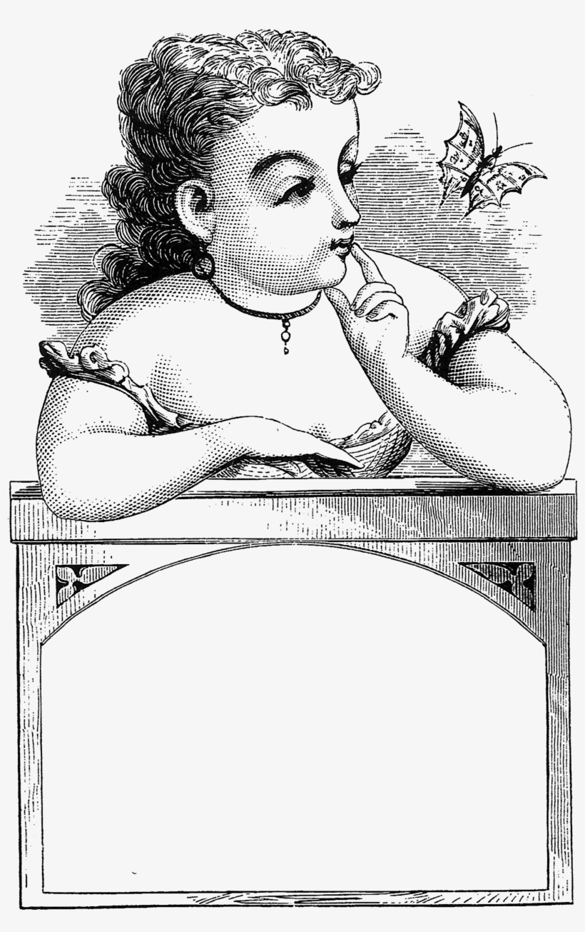 0259 Victorian Lady Advertising Blank Banner Free Vintage - Sitting, transparent png #1014916