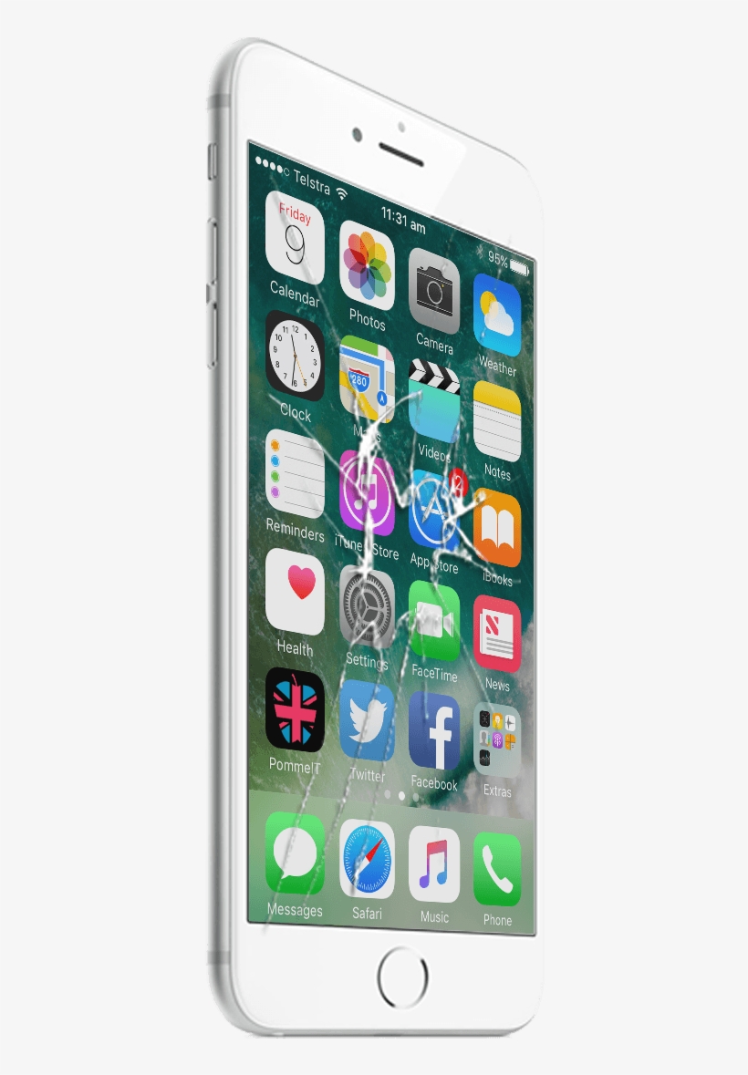 An Iphone 6 With Smashed Screen - Apple Iphone 6 - Blue / Green Mpero Impact X - Kickstand, transparent png #1014991