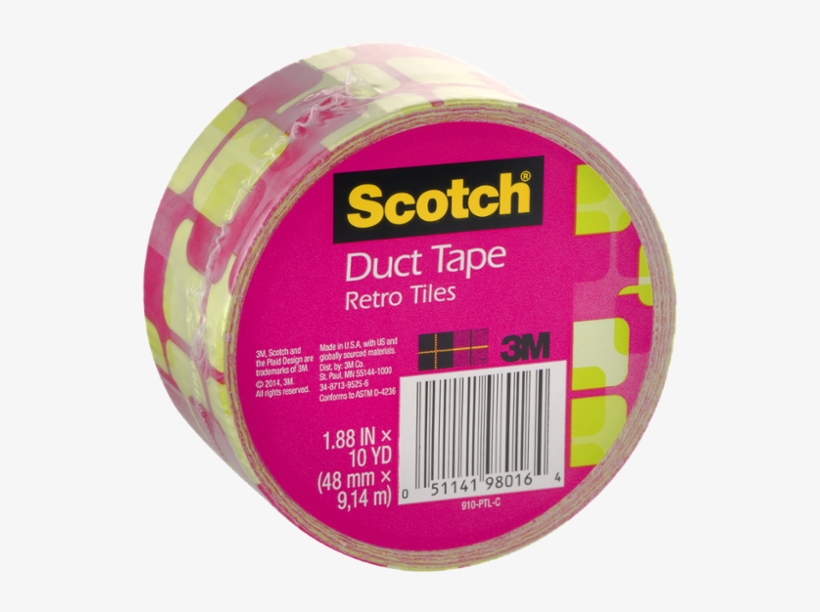 3m Scotch 1.88 In. X 10 Yds. Pink Tiles Duct Tape, transparent png #1015211