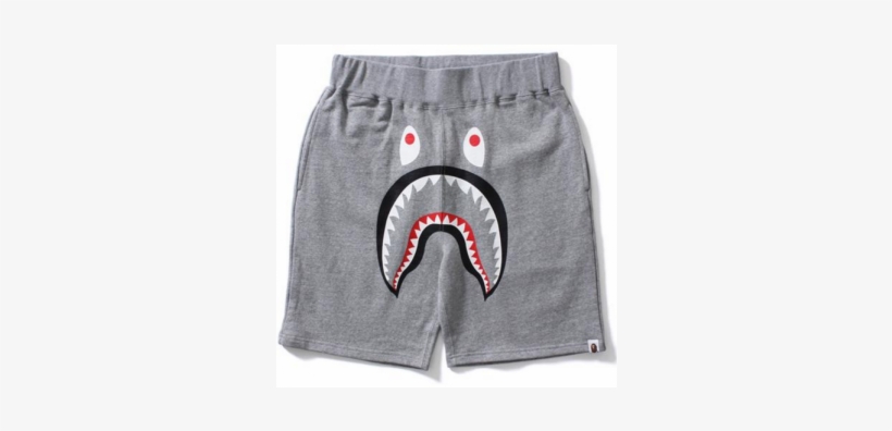 Shop For A Bathing Ape Bape Shark Face Shorts - Bape Shark Sweat Shorts Grey, transparent png #1015597