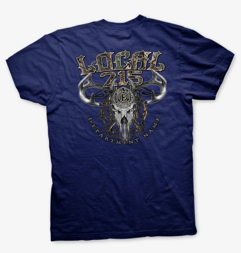 Iaff Mossy Oak & Deer Skull T-shirt - Warrior Here Am I Send Me - Medium, transparent png #1015869