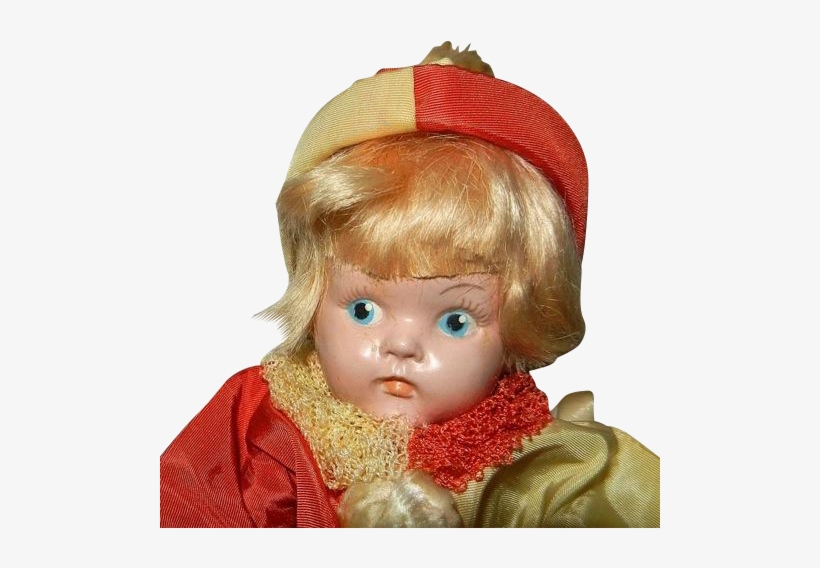 1949 Painted Eye Ginny Boy Doll In Original Clown Outfit - Blond, transparent png #1016069