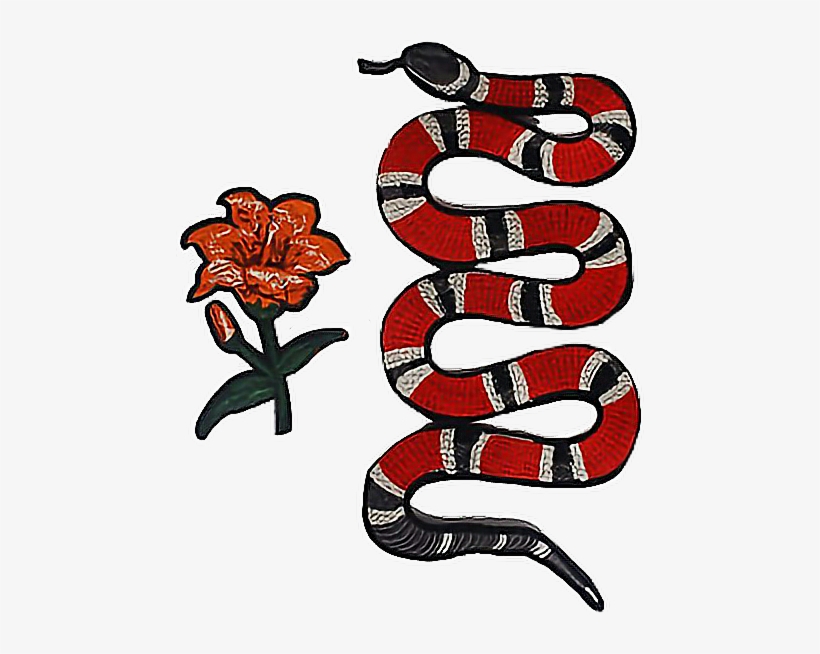Gucci Flowers Png - Long Snake Iron On Patch, transparent png #1016435