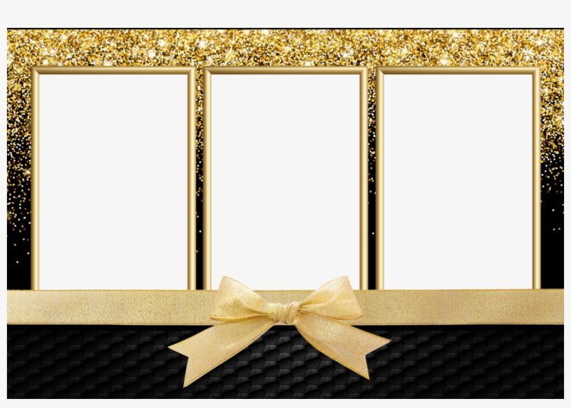 Glitter Gold Bow - Picture Frame, transparent png #1016486