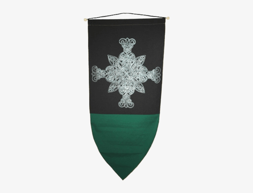 Celtic Cross Banner - Green Banner Medieval Transparent, transparent png #1017150