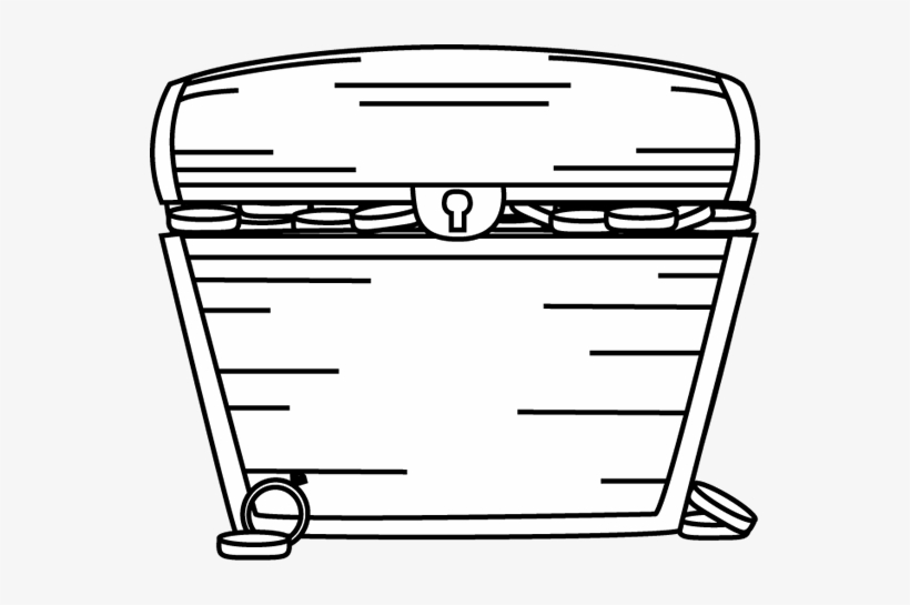 Black And White Treasure Chest Filled With Treasure - Treasure Chest Clipart Black And White, transparent png #1017351