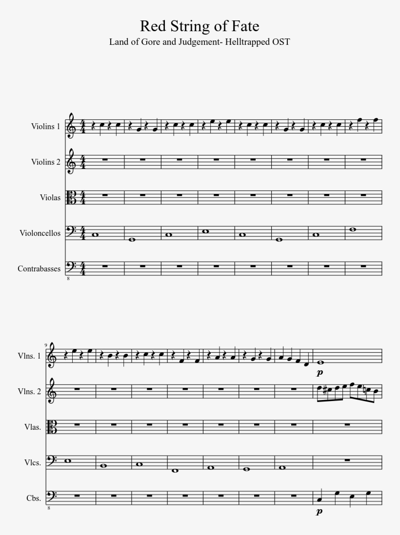 Red String Of Fate Sheet Music 1 Of 6 Pages - Dancing And The Dreaming Notes, transparent png #1018105