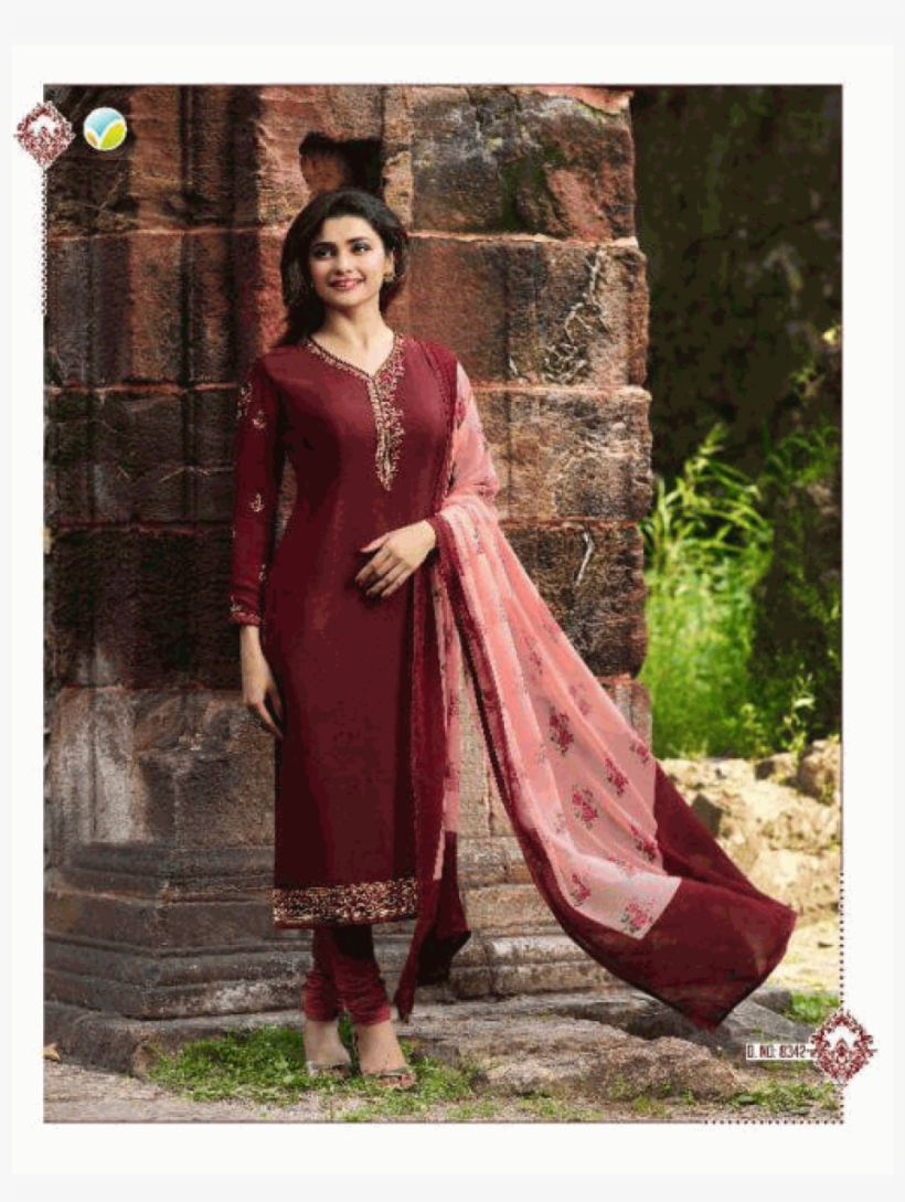 Maroon French Crepe Printed Salwar Kameez - Vinay Fashion Silkina Vol 18, transparent png #10102255
