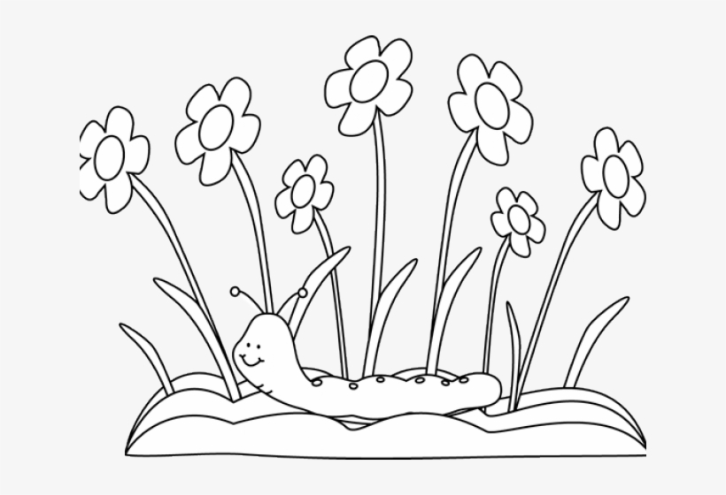 Spring Outline Cliparts - Flower Garden Clip Art Black And White, transparent png #10102515