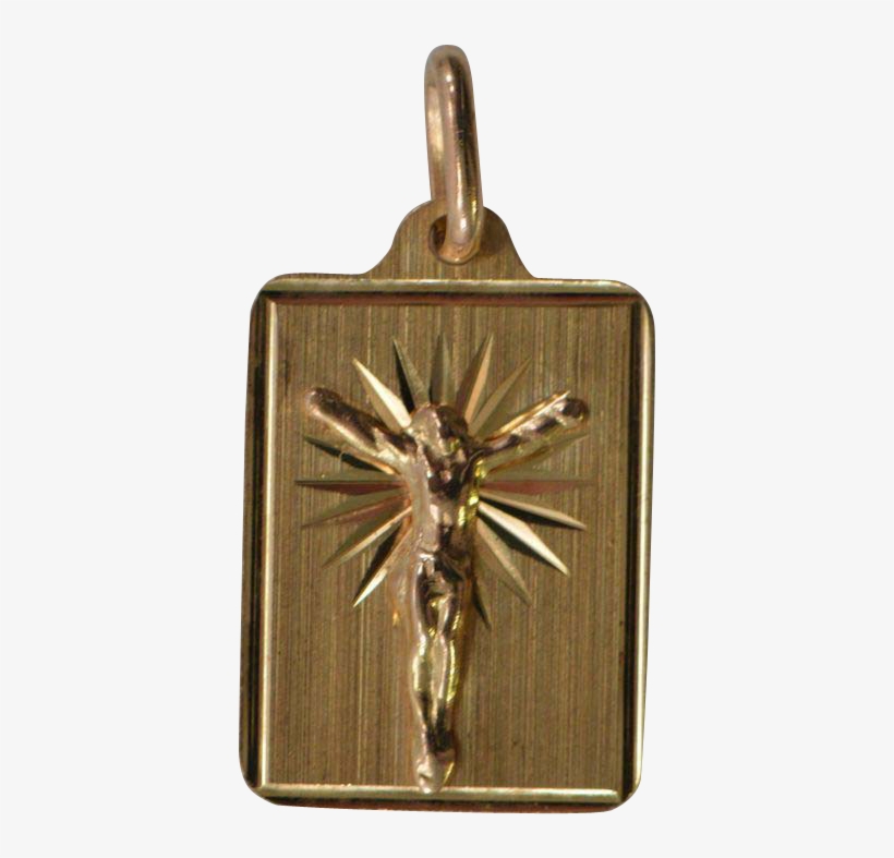 Unusual Vintage 14 Kt Yellow Gold Crucifix Jesus Cross - Locket, transparent png #10103348