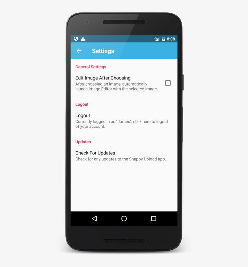 Snappy Upload - Android Settings Screen Design, transparent png #10104245