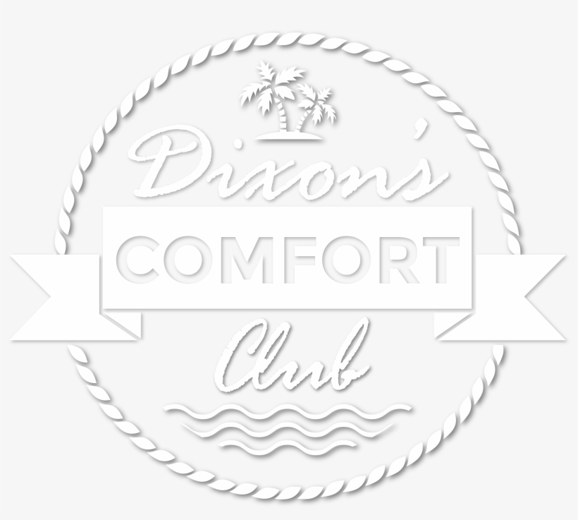 Dixon's Comfort Club Badge In White With Drop Shadow - Sunset Summer Vector, transparent png #10105538