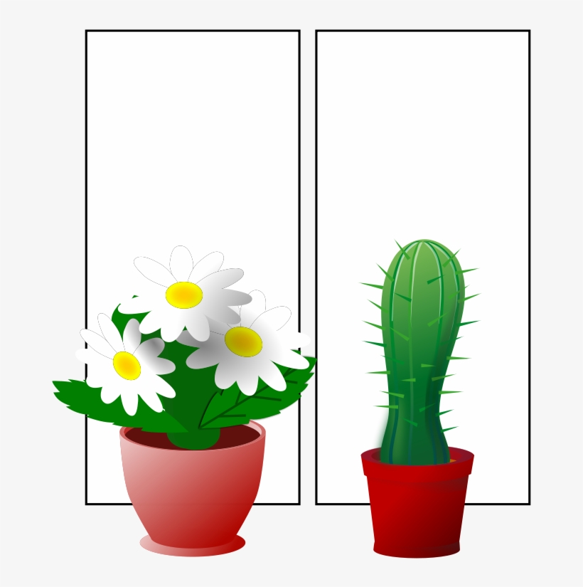 Plants 001 Free Window With Plants - Plant On A Windowsill Cartoon, transparent png #10111696
