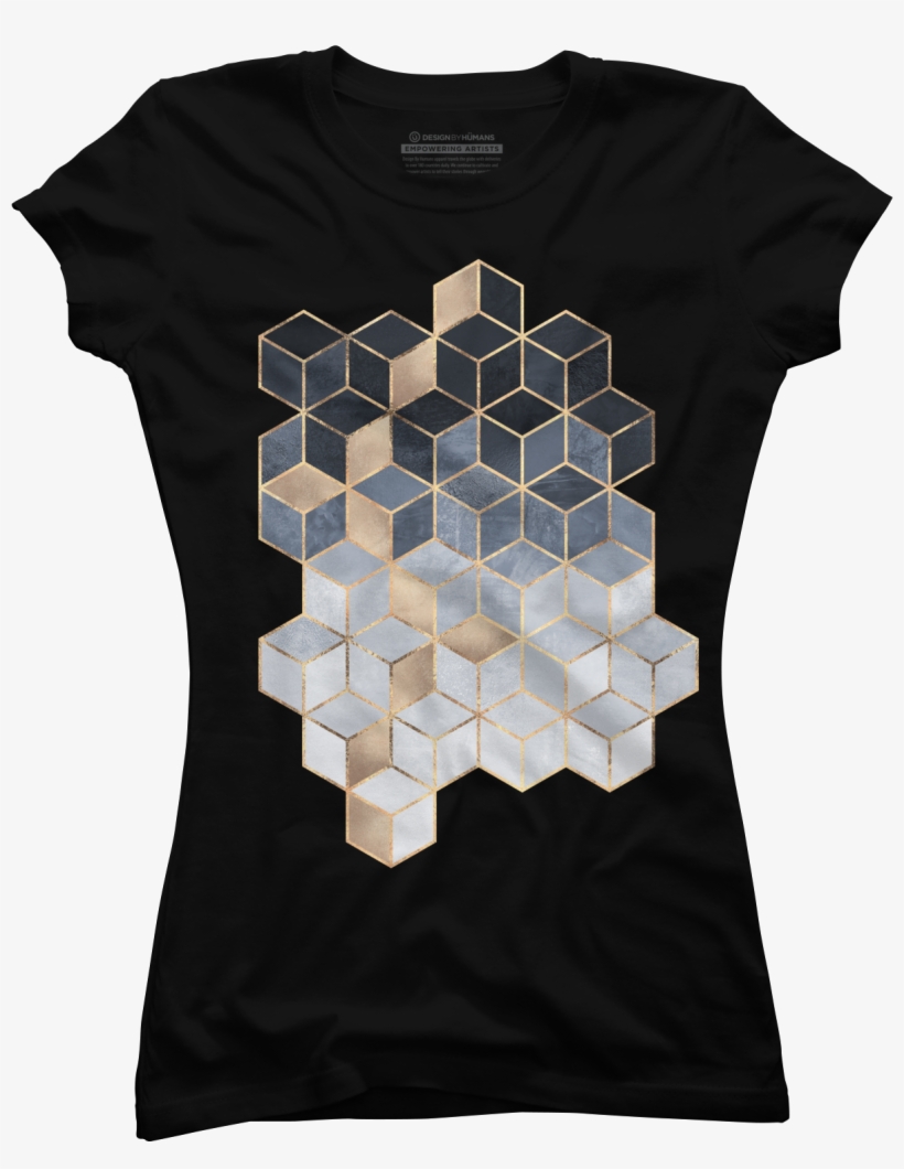 Soft Blue Gradient Cubes Juniors T Shirt - Top, transparent png #10113651