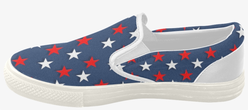 Navy Red White Stars Women's Slip-on Canvas Shoes - Slip-on Shoe, transparent png #10116343