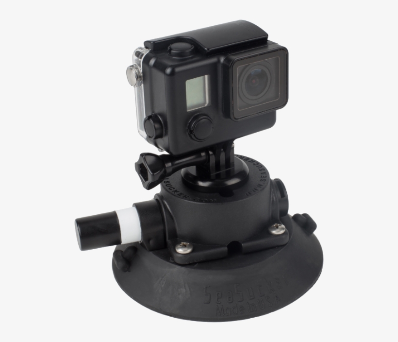 114 Mm Seasucker Go Pro Mount With Go Pro Camera Installed - Helmet Camera, transparent png #10119121