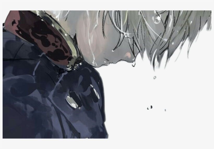 Anime Animeboy Whitehair Lookingdown Sweat Tears - Anime Boy White Hair, transparent png #10122803