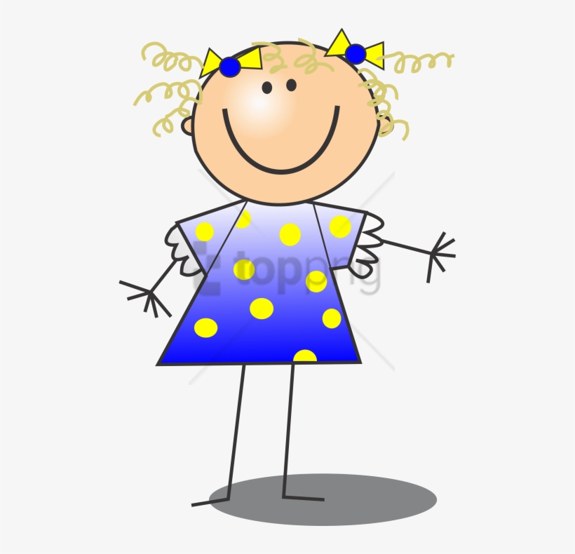 Stick Figure Girl With Curly Hair, transparent png #10123067