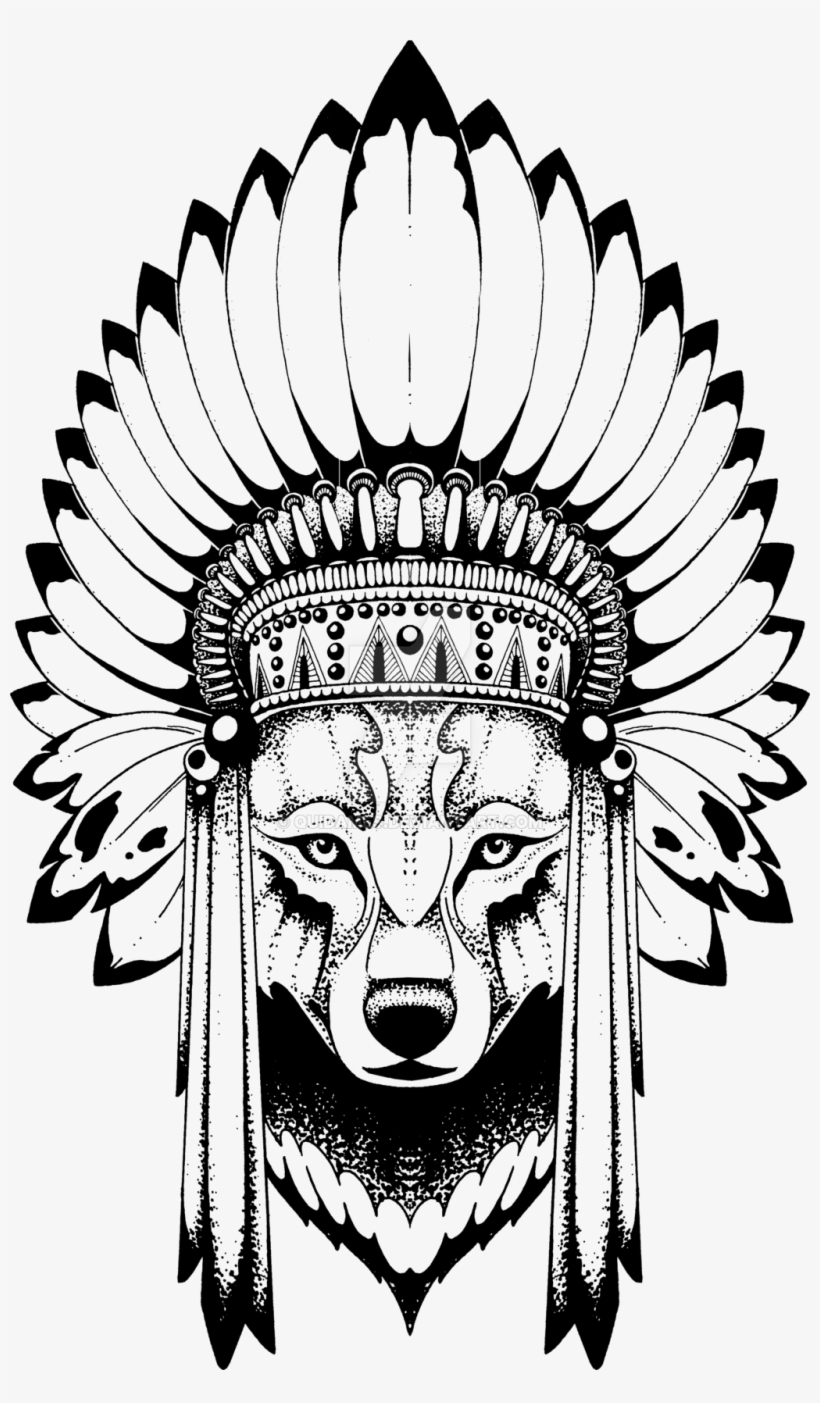 Wolf Headdress - Эскизы Тату Волк Индеец, transparent png #1020547