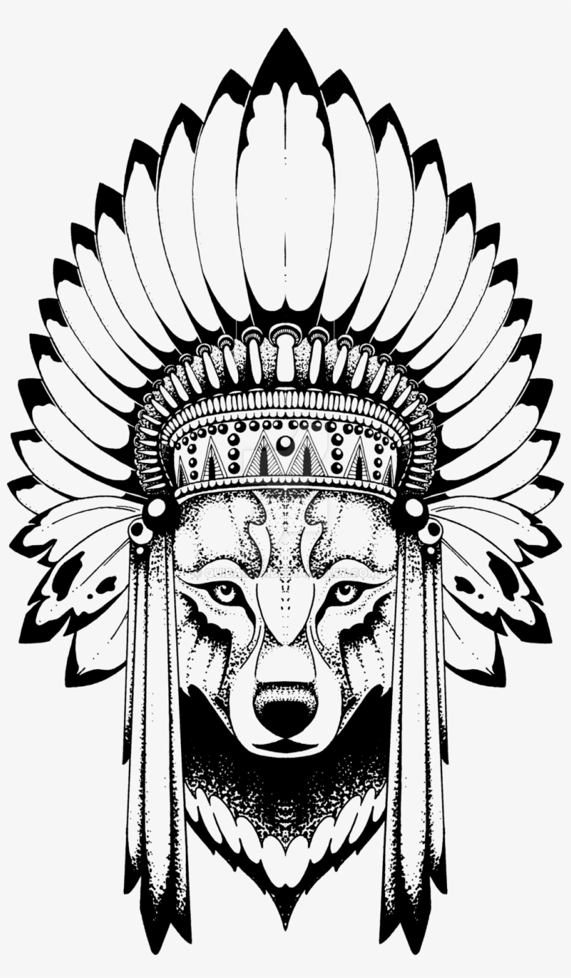 Wolf Headdress - Эскизы Тату Волк Индеец, transparent png #1020547