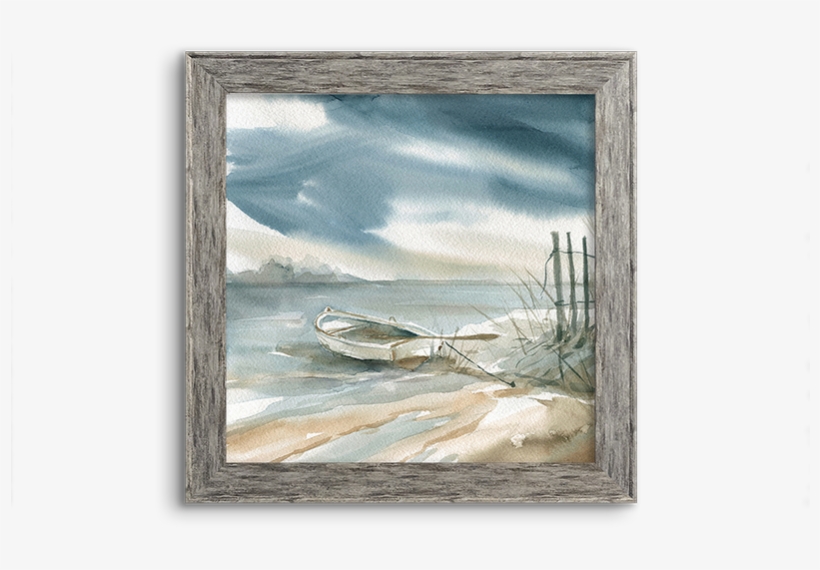 Coastal Watercolor ~ Rowboat - Subtle Mist Iii Poster Print By Carol Robinson, transparent png #1020578