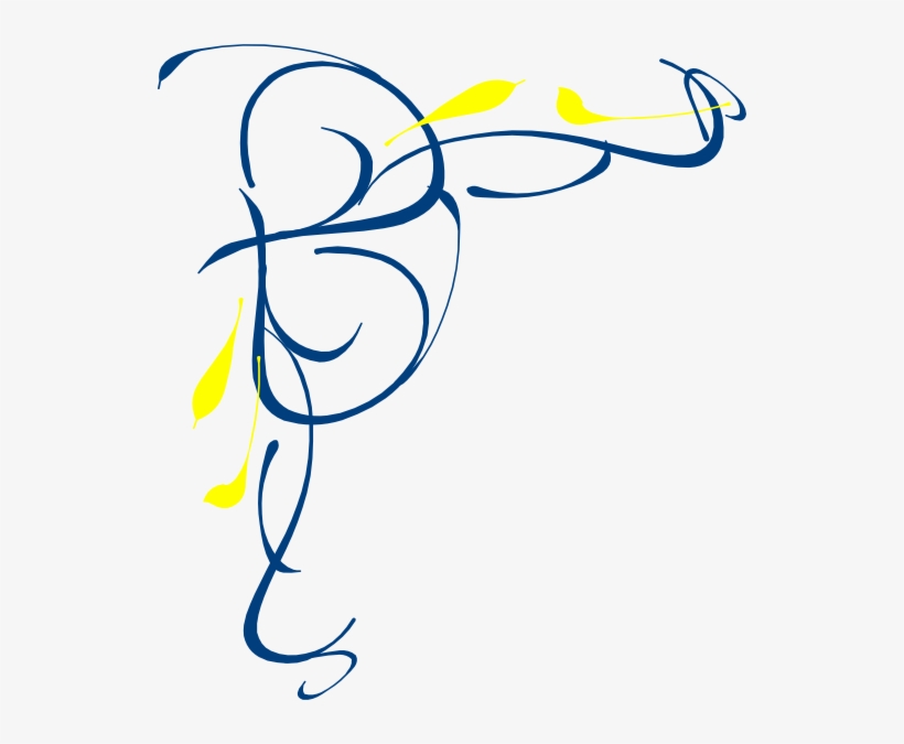 Floral Swirl Upper Left Blue And Yellow Clip Art - Blue And Yellow Floral Png, transparent png #1021103