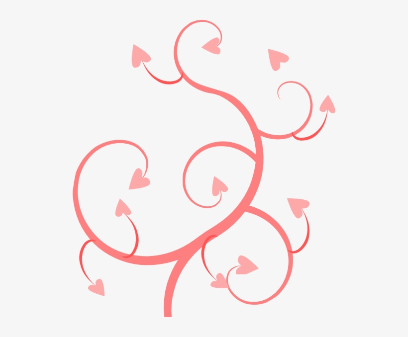 Pink Heart Swirl Clip Art At Clker - ดอกไม้ เลื้อย กราฟฟิก, transparent png #1021140