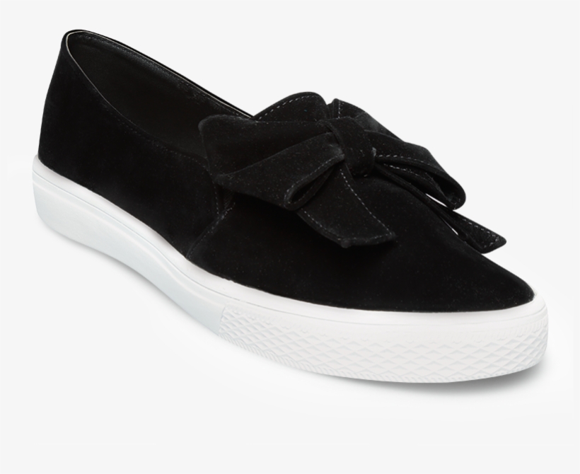 13-251 Tenis Casual Negro De Terciopelo Con Moño - Ballerines Souples, transparent png #1021426