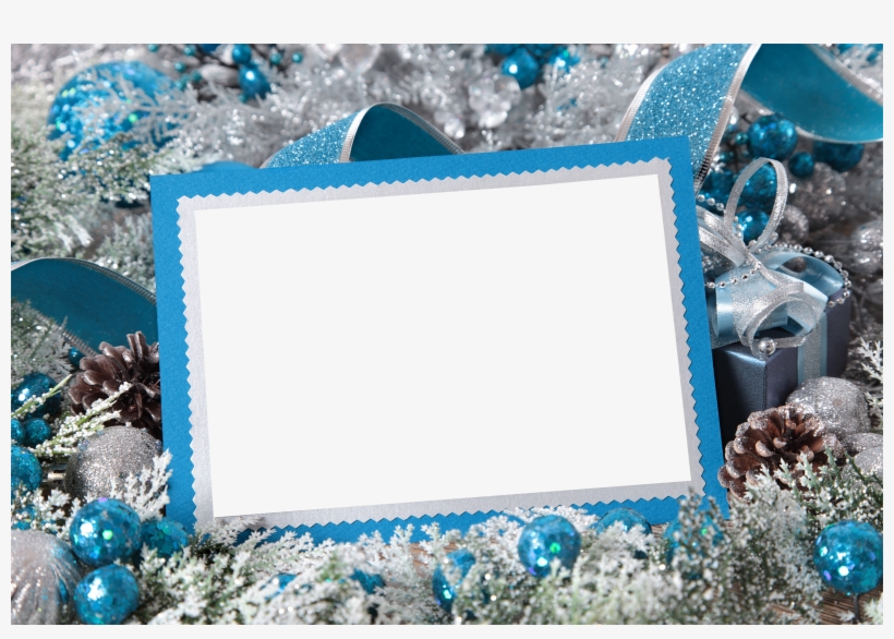 Silver And Blue Christmas Transparent Photo Frame Gallery, transparent png #1021454