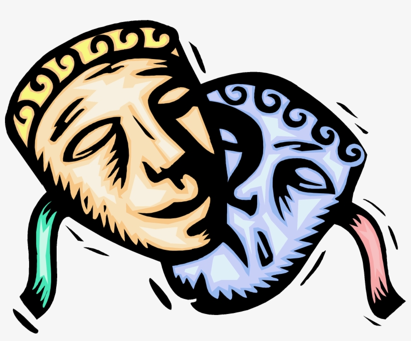 Masks Clipart Greek Theater - Greek Theatre Clip Art, transparent png #1022630