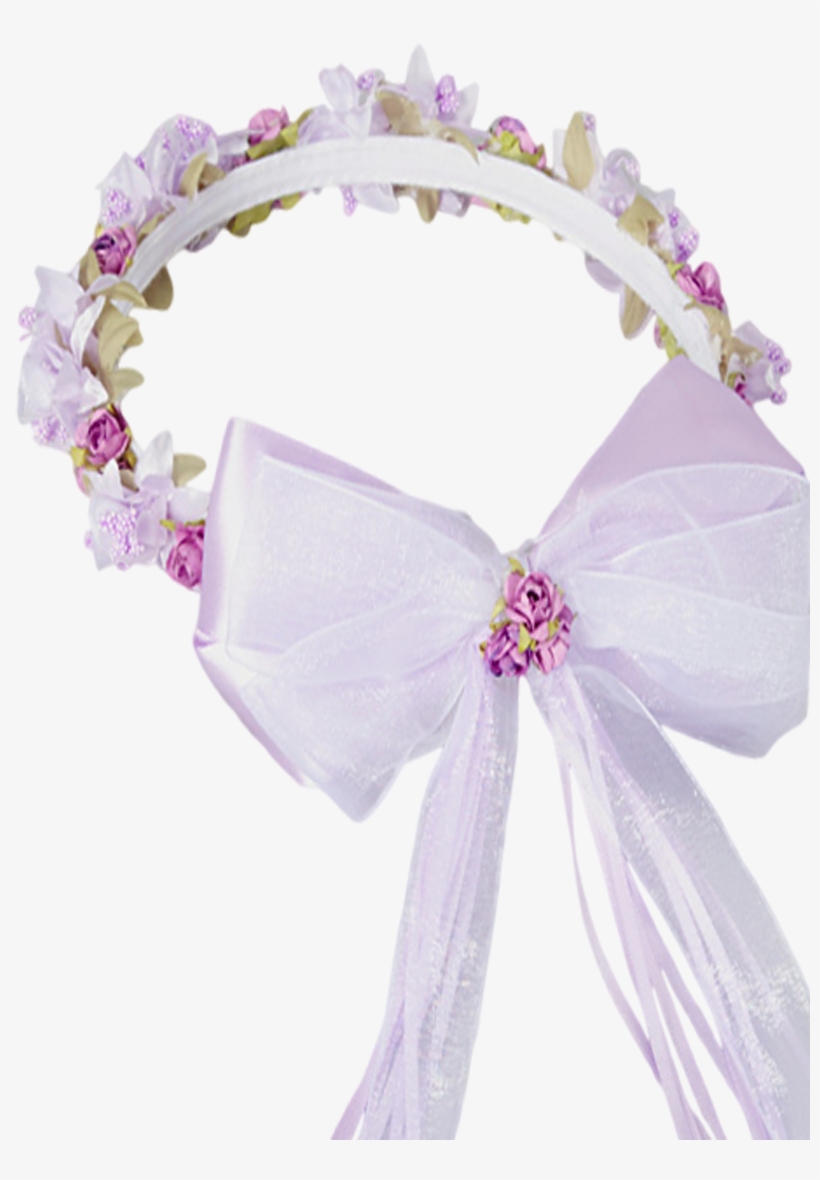 A Beautiful Lilac Or Lilac & White Floral Crown Wreath, - Ribbon, transparent png #1023059
