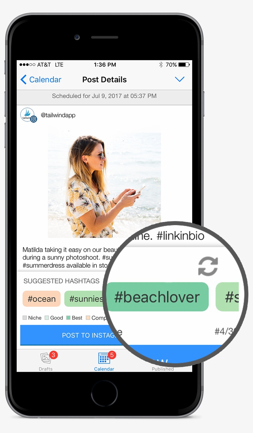 The Tailwind App Features Hashtag Finder And A Shuffle - Iphone Hashtag Images App, transparent png #1024513