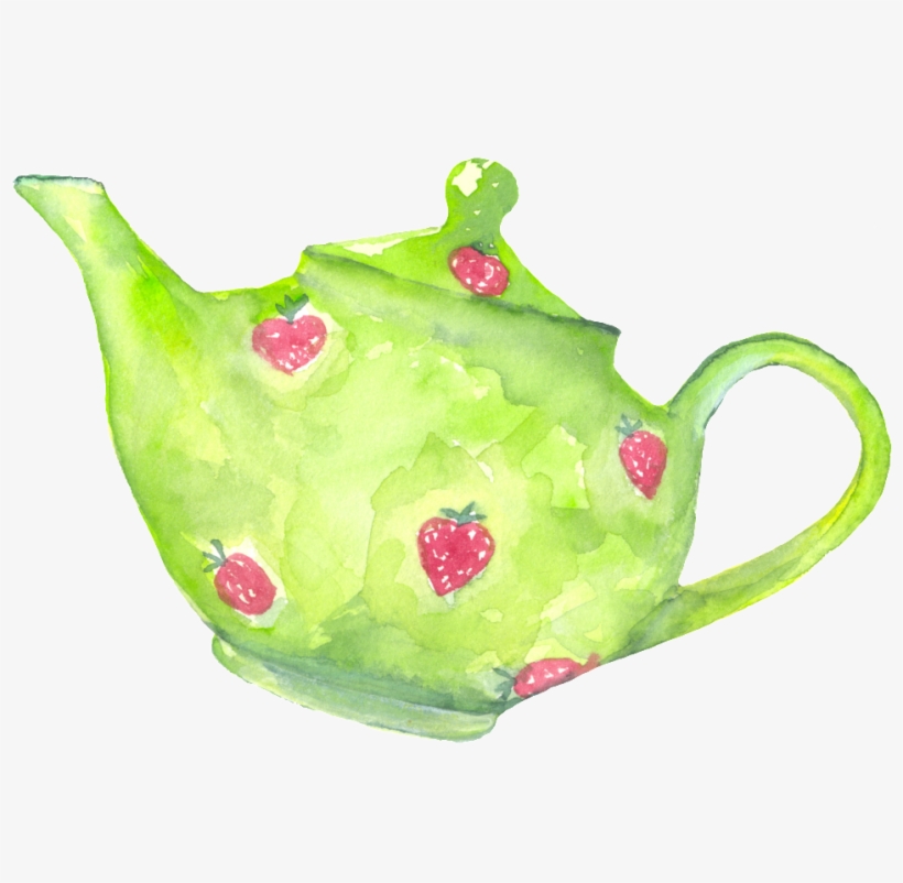 Hand Painted Cartoon Green Kettle Png Transparent - Green, transparent png #1025663