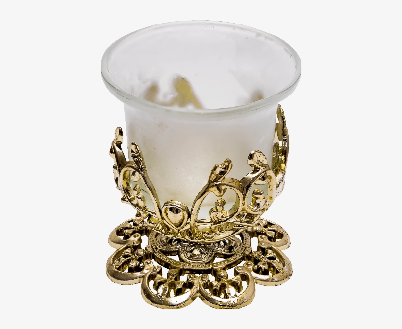 Glass Candle Holder With Gold Ornaments Png - Png Candle Holder, transparent png #1025968