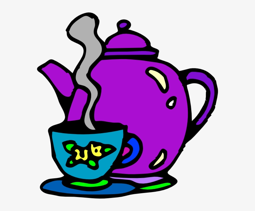 Free Vector Tea Kettle And Cup Clip Art - Tea Cup Clip Art, transparent png #1026334