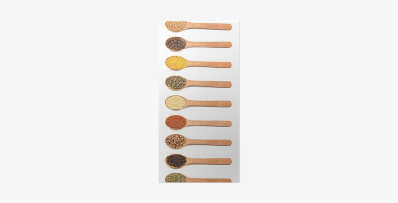 Collection Of Spices In Wooden Spoons Poster • Pixers® - Cutting Tool, transparent png #1027659