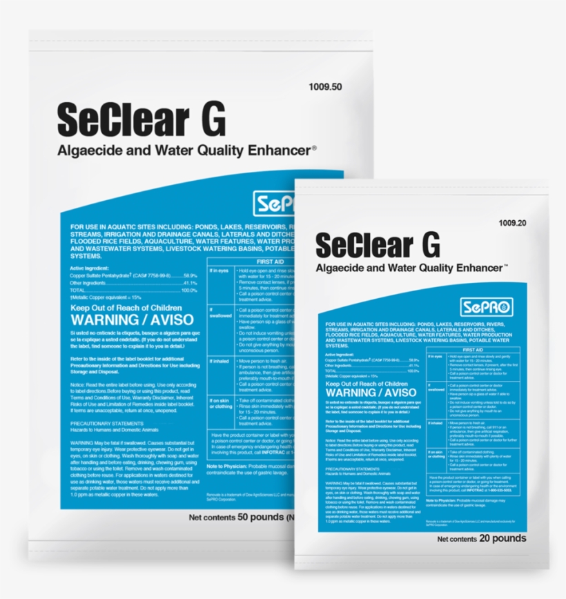 Seclear G Grouping - Sepro Corporation Seclear G Algaecide And Water Quality, transparent png #1027801