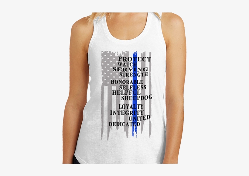 Thin Blue Line Tank Top White American Flag With Blue - Thin Blue Line, transparent png #1029267